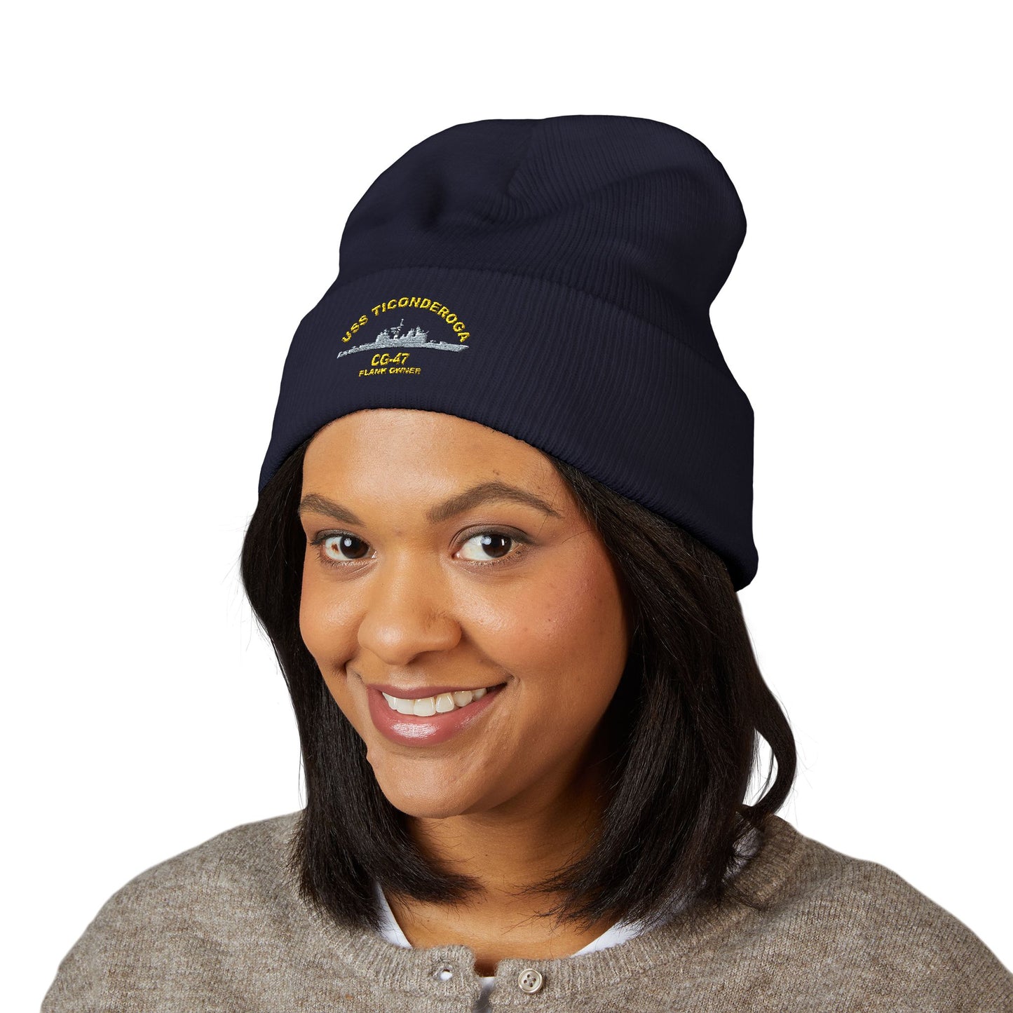 Navy USS Ticonderoga PlankOwner Cuffed Beanie