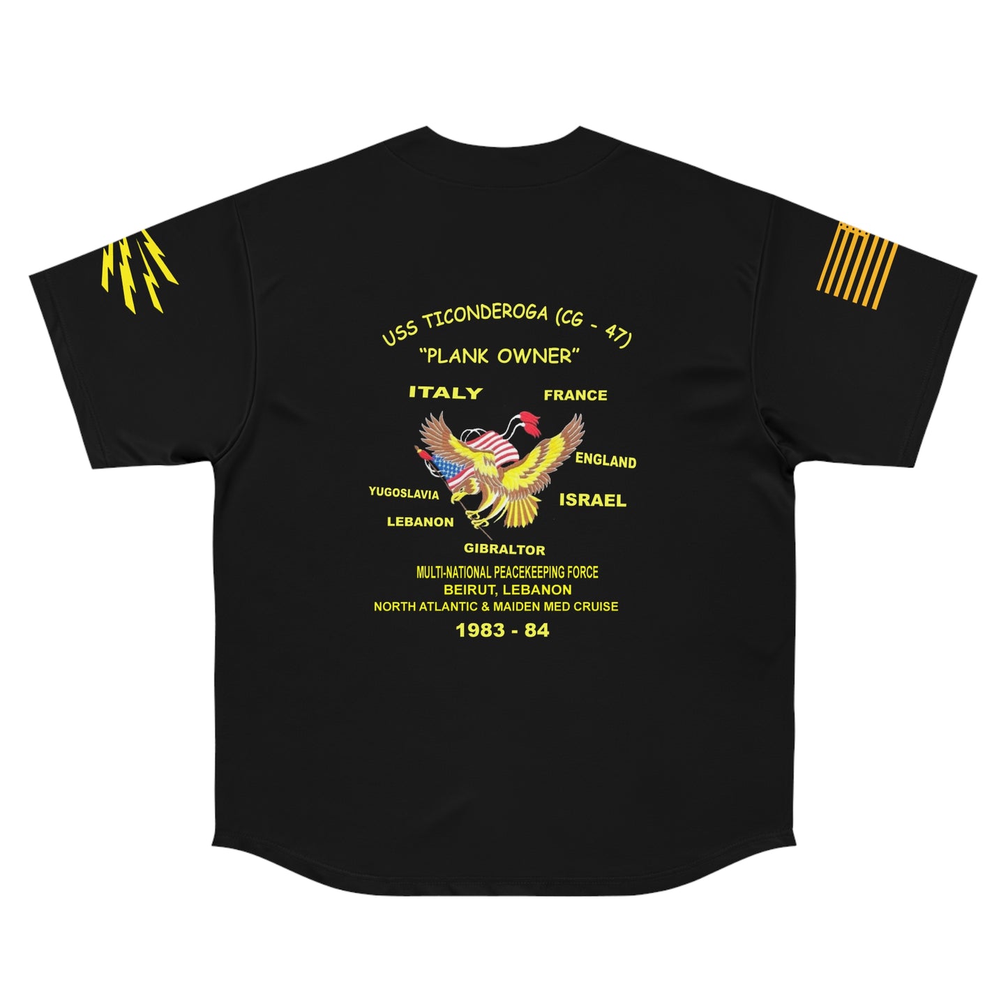 USS Ticonderonga Baseball Jersey, Military Graphic Tee, Patriotic Sports Top,