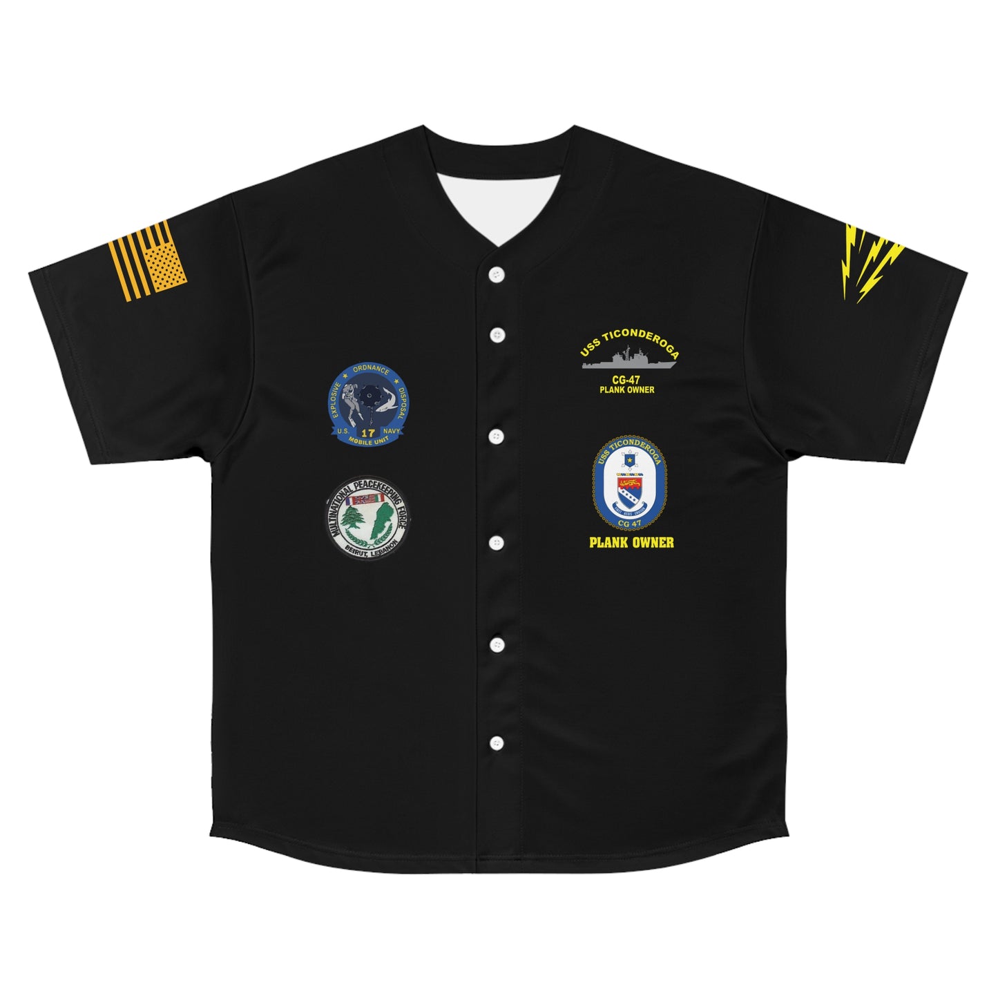 USS Ticonderonga Baseball Jersey, Military Graphic Tee, Patriotic Sports Top,