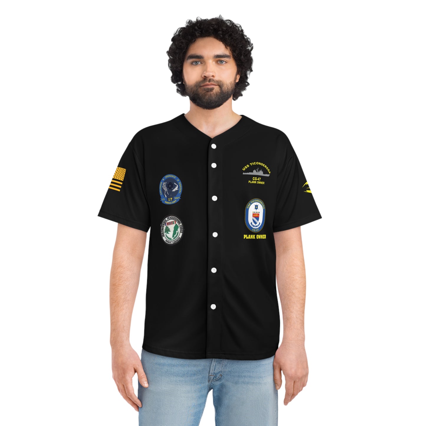 USS Ticonderonga Baseball Jersey, Military Graphic Tee, Patriotic Sports Top,