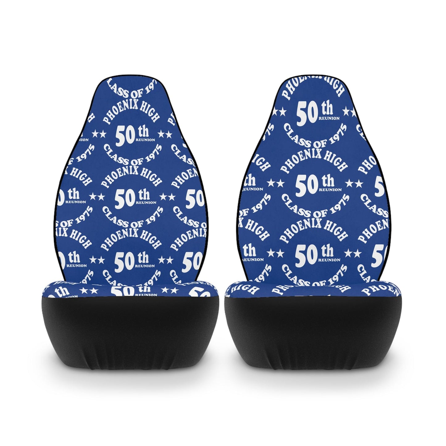 50th Class Reunion Car Seat Covers | Blue Polyester | High School Memory