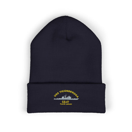 Navy USS Ticonderoga  PlankOwner Cuffed Beanie