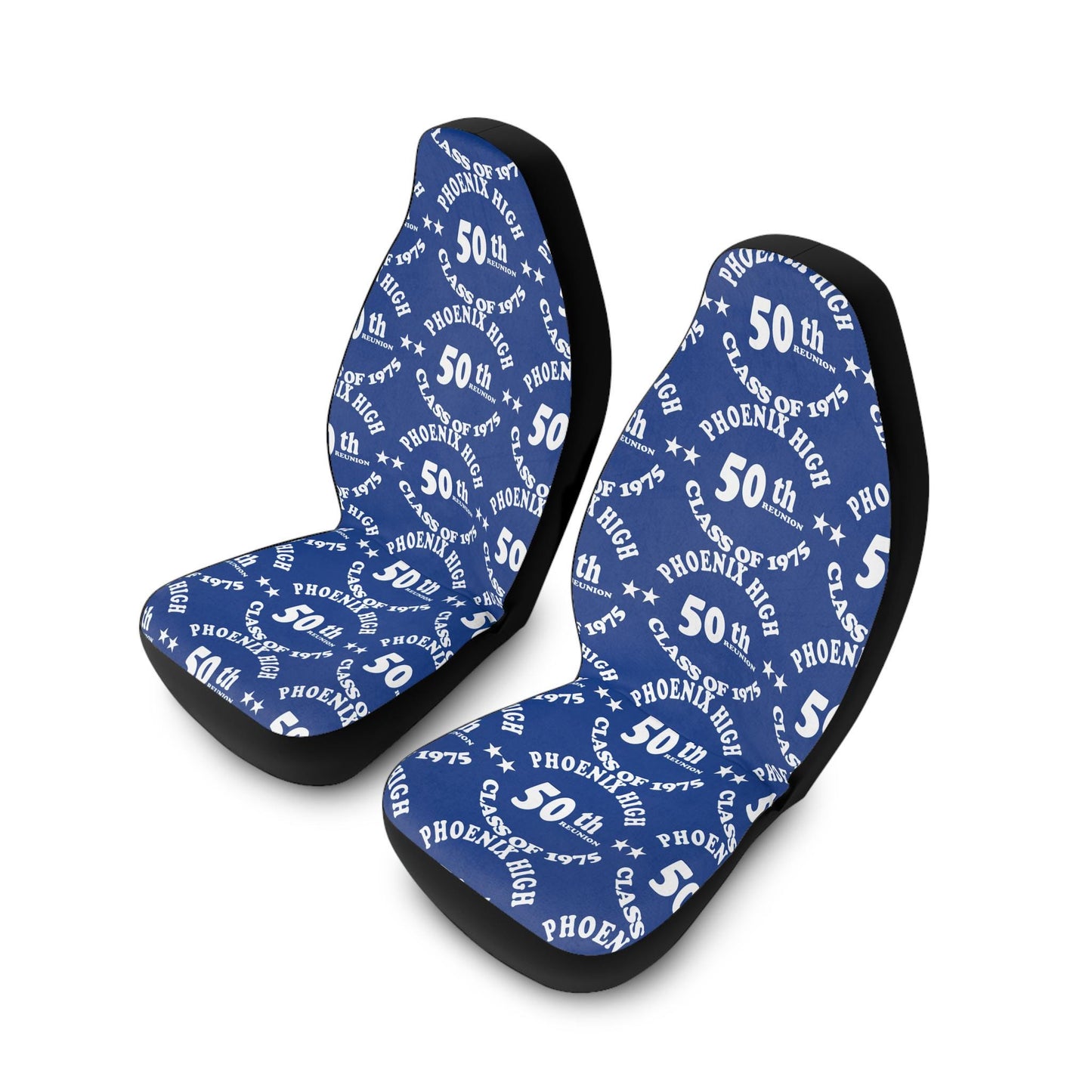 50th Class Reunion Car Seat Covers | Blue Polyester | High School Memory